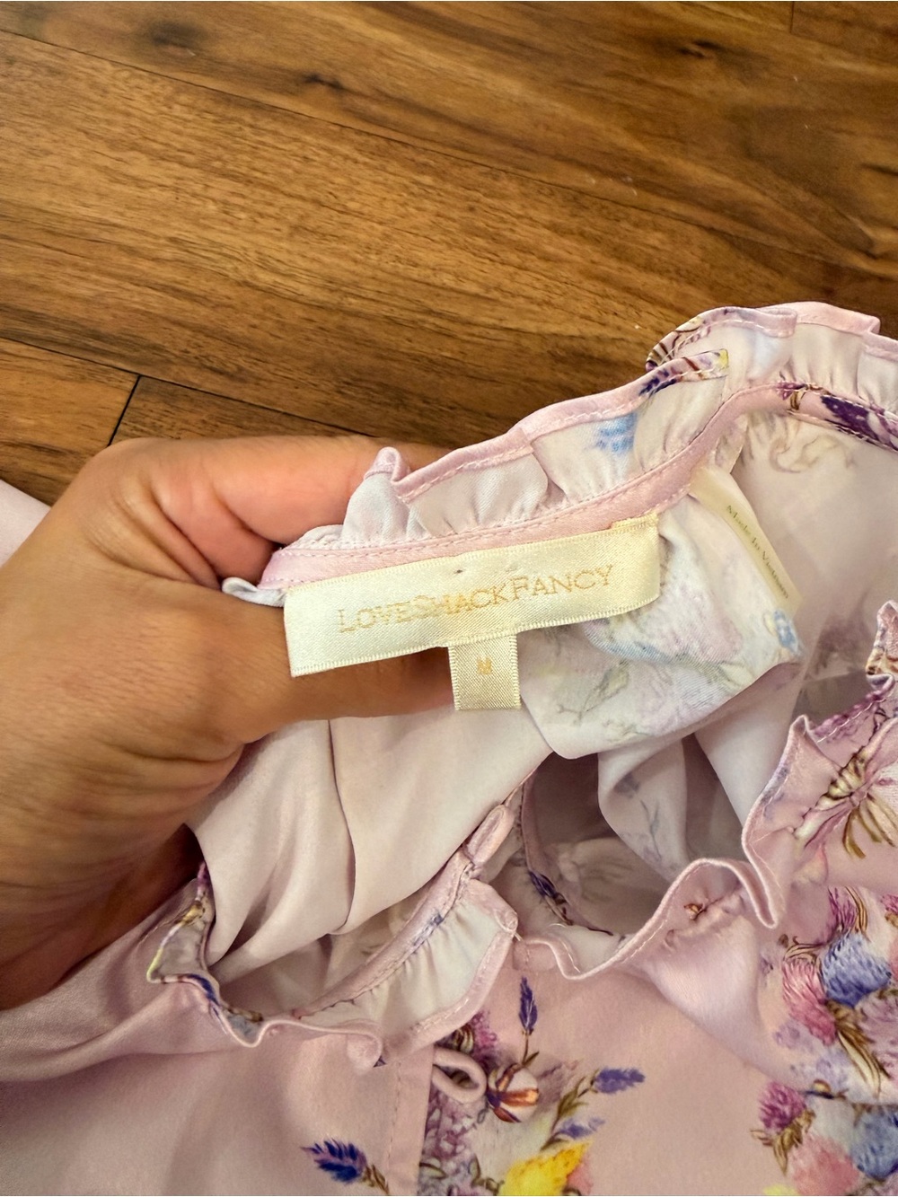 LoveShackFancy Girls' Pastel Pink Floral Ruffle Neck Dress